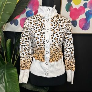 Y2K Leopard Print Snap Button Jacket